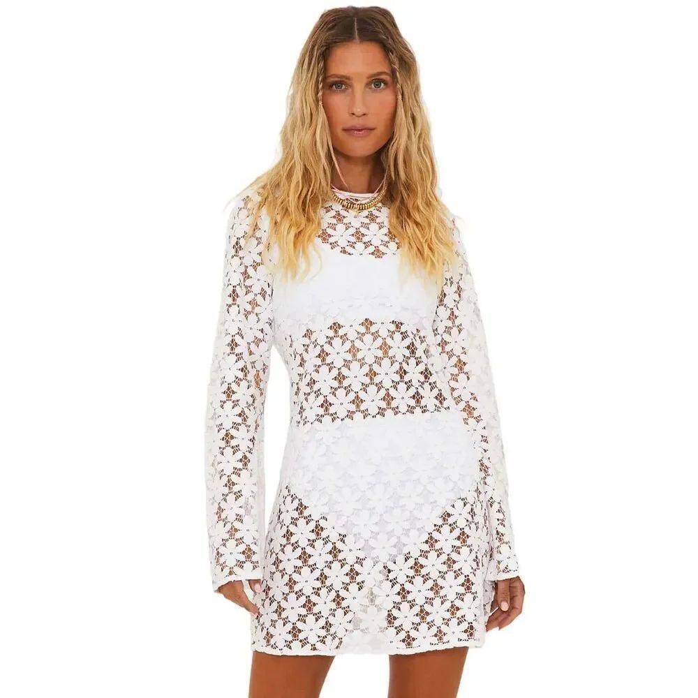 BEACH RIOT Women's Goldie Floral Mesh Dress in White Size XS